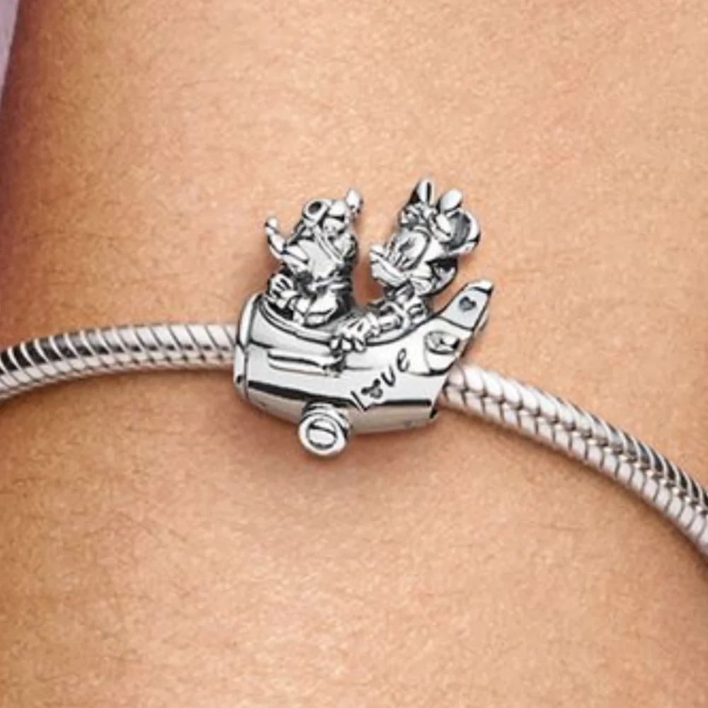 NWOT Disney Mickey Mouse & Minnie Mouse Airplane Charm Sterling Silver 925 - Picture 4 of 13